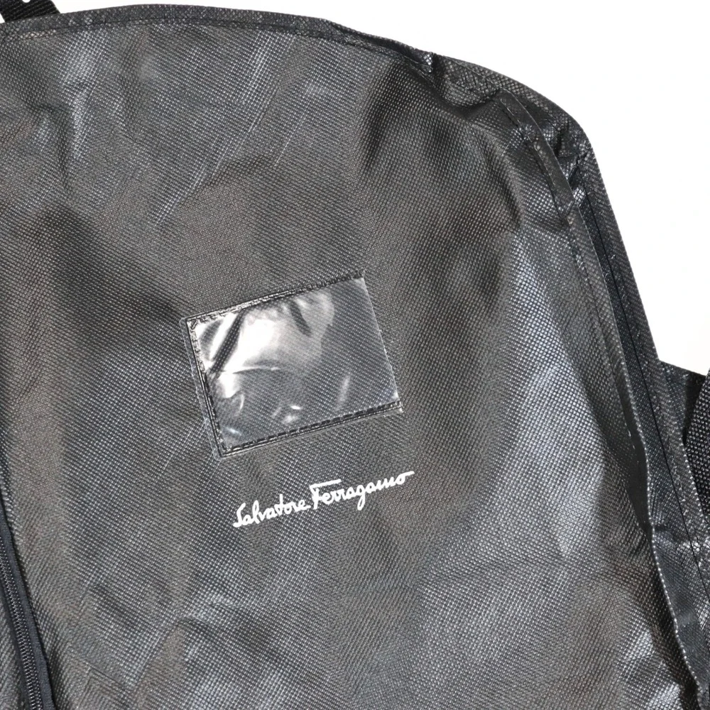 Salvatore Ferragamo Garment Bag Black Logo Travel Suit Cover Storage 23x62